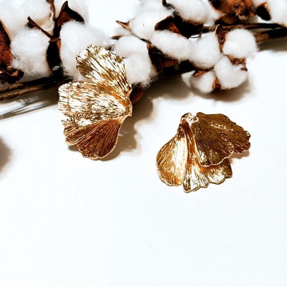 Gold flower earrings N42 - Picture 5 of 7